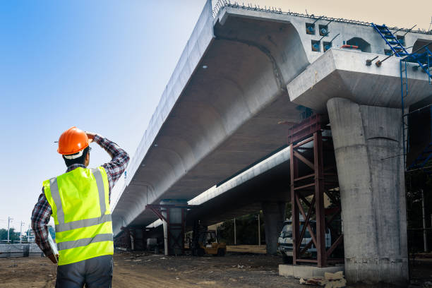 workers are working on road and expressway construction.